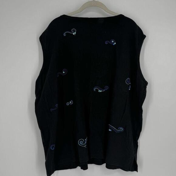 Michael Simon sweater vest womens 3x black palm tree flamingo beachy tropical - Picture 5 of 5